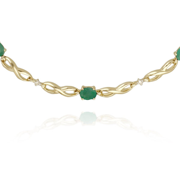 Gemondo Infinity Luxe Emerald & Diamond Tennis Bracelet In 9ct Gold