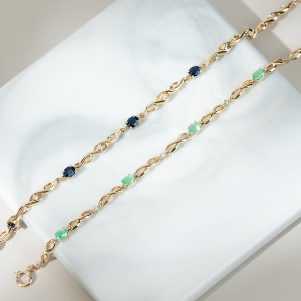 Gemondo Infinity Luxe Emerald & Diamond Tennis Bracelet In 9ct Gold