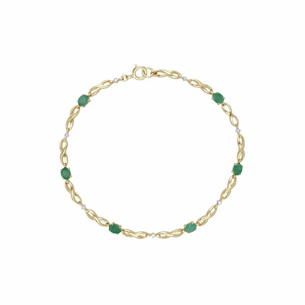 gemondo Infinity Luxe Emerald & Diamond Tennis Bracelet in 9ct Gold