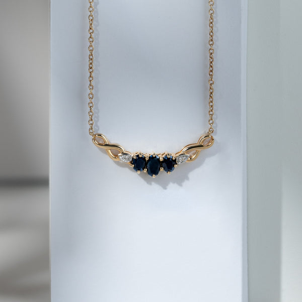 Gemondo Infinity Sapphire & Diamond Necklace In 9ct Yellow Gold
