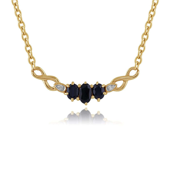 gemondo Infinity Sapphire & Diamond Necklace in 9ct Yellow Gold