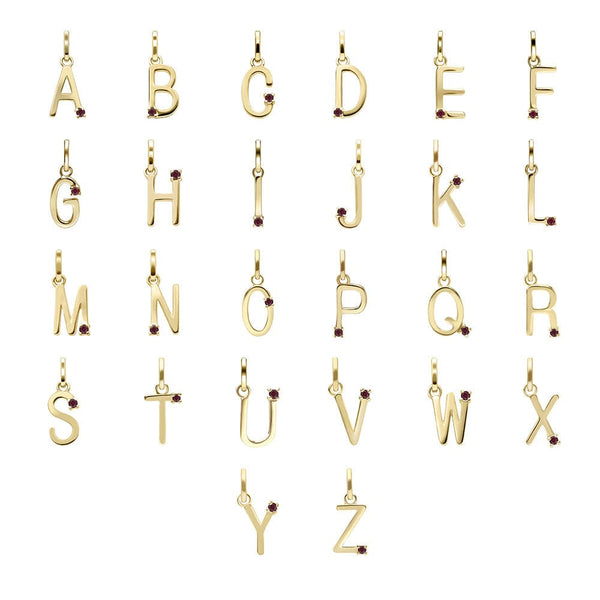 gemondo Initial Ruby Letter Necklace In 9ct Yellow Gold