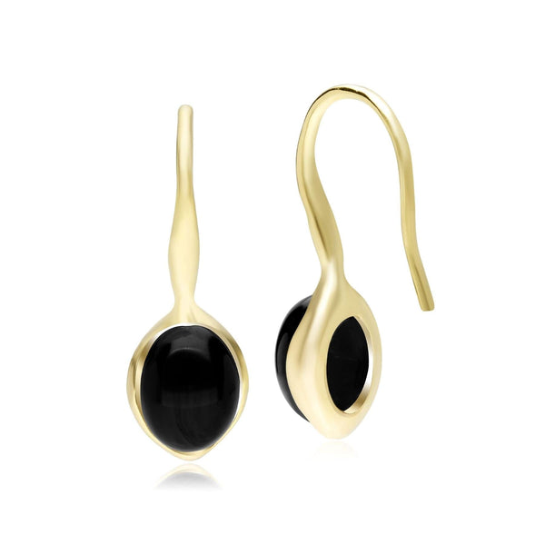 Gemondo Irregular B Gem Black Onyx Drop Earrings Gold Plated Sterling Silver