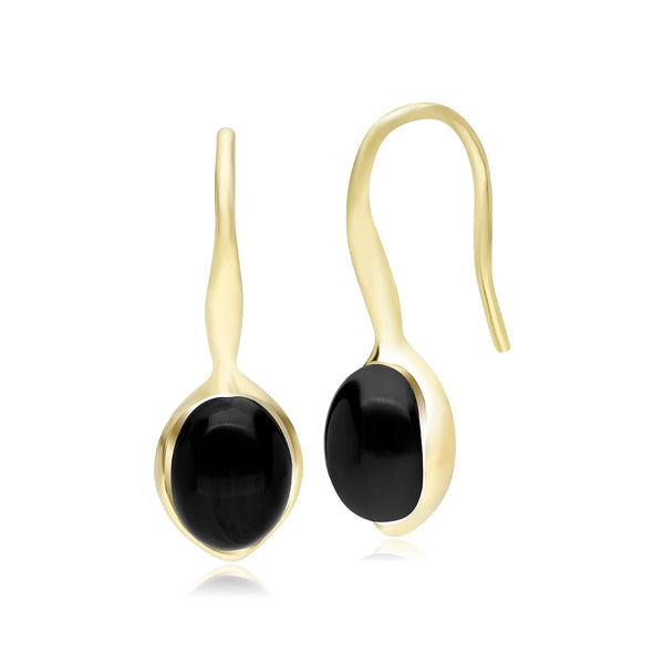gemondo Irregular B Gem Black Onyx Drop Earrings Gold Plated Sterling Silver