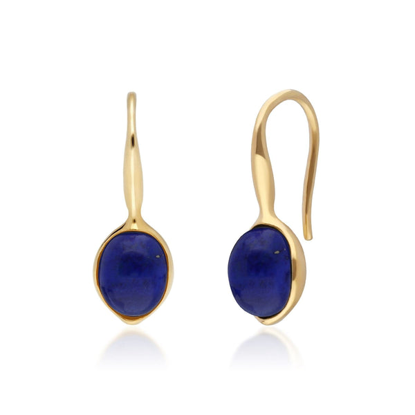 gemondo Irregular B Gem Lapis Lazuli Drop Earrings in Yellow Gold Plated Silver