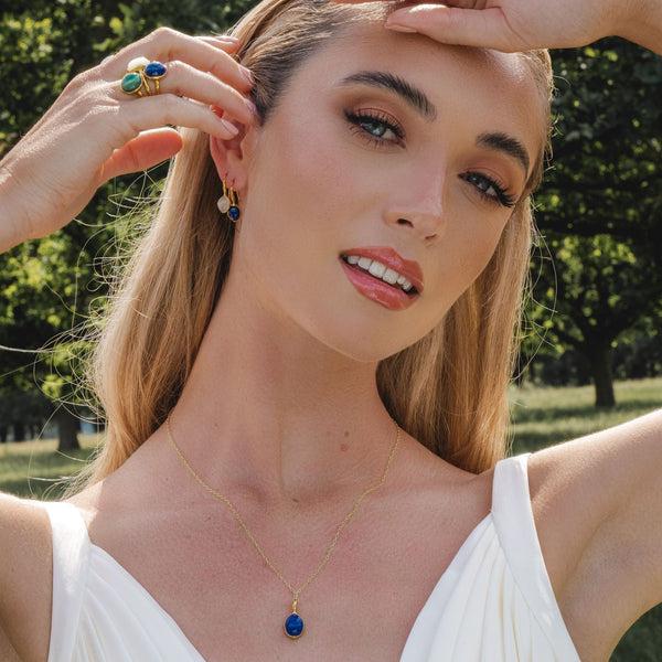 Gemondo Irregular B Gem Lapis Lazuli Ring In Yellow Gold Plated Silver