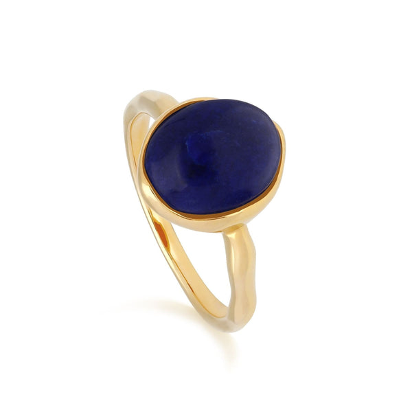 gemondo Irregular B Gem Lapis Lazuli Ring in Yellow Gold Plated Silver