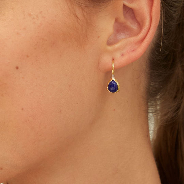 Gemondo Irregular Lapis Lazuli & Topaz Drop Earrings In 18ct Gold Plated SterlIng Silver