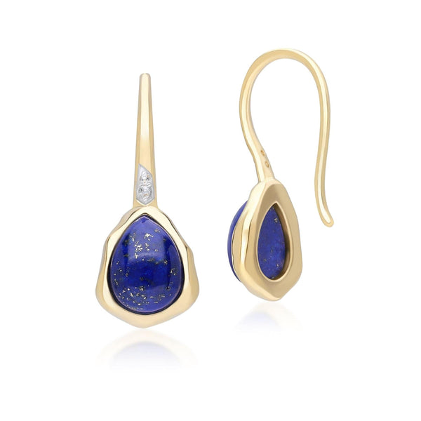 Gemondo Irregular Lapis Lazuli & Topaz Drop Earrings In 18ct Gold Plated SterlIng Silver