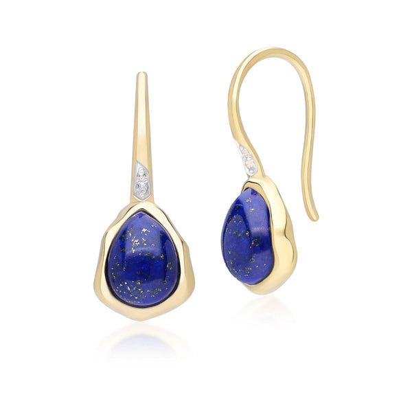 gemondo Irregular Lapis Lazuli & Topaz Drop Earrings In 18ct Gold Plated SterlIng Silver