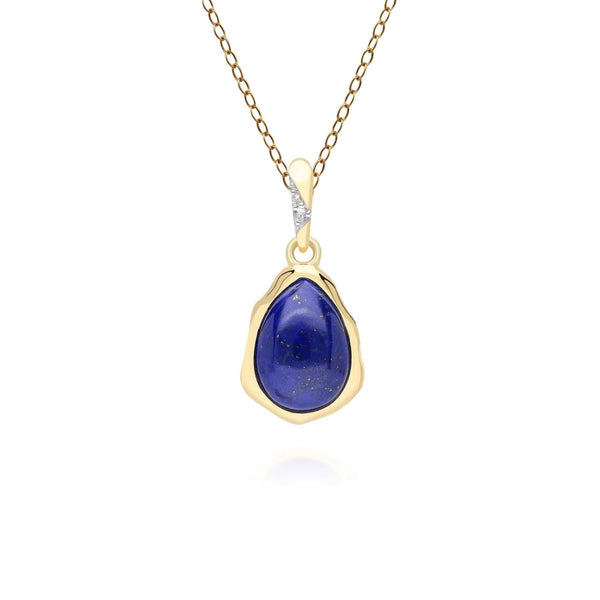 gemondo Irregular Lapis Lazuli & Topaz Pendant In 18ct Gold Plated SterlIng Silver