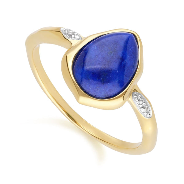 Gemondo Irregular Lapis Lazuli & Topaz Ring In 18ct Gold Plated SterlIng Silver