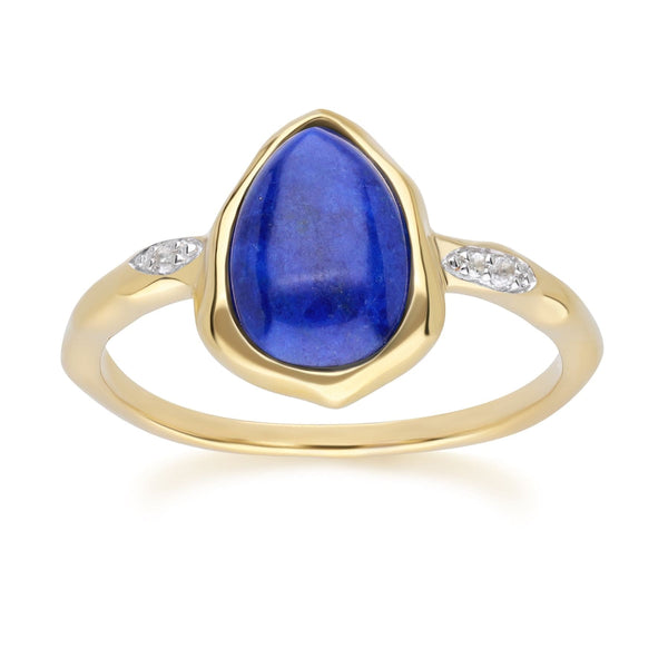 gemondo Irregular Lapis Lazuli & Topaz Ring In 18ct Gold Plated SterlIng Silver