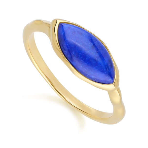 Gemondo Irregular Marquise Lapis Lazuli Ring In 18ct Gold Plated SterlIng Silver