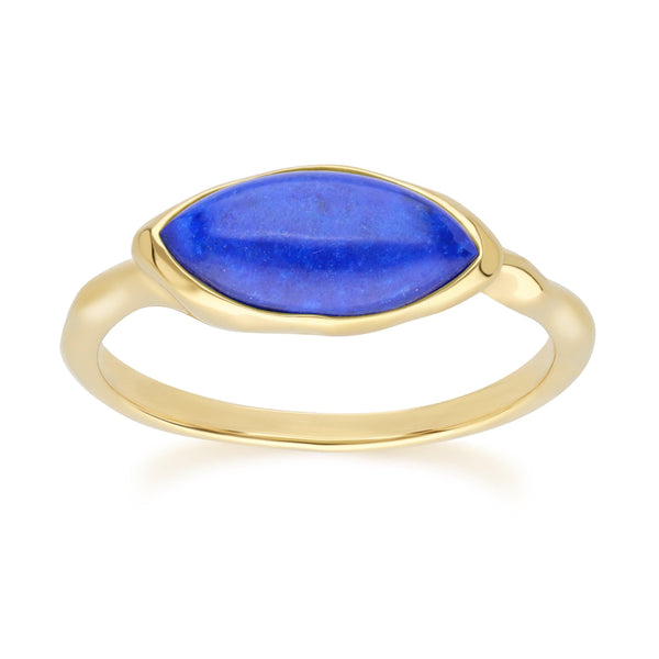 gemondo Irregular Marquise Lapis Lazuli Ring In 18ct Gold Plated SterlIng Silver