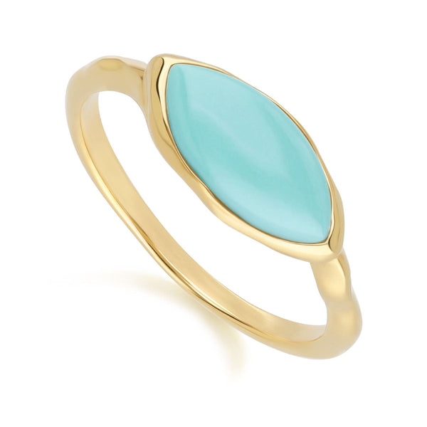Gemondo Irregular Marquise Turquoise Ring In 18ct Gold Plated SterlIng Silver