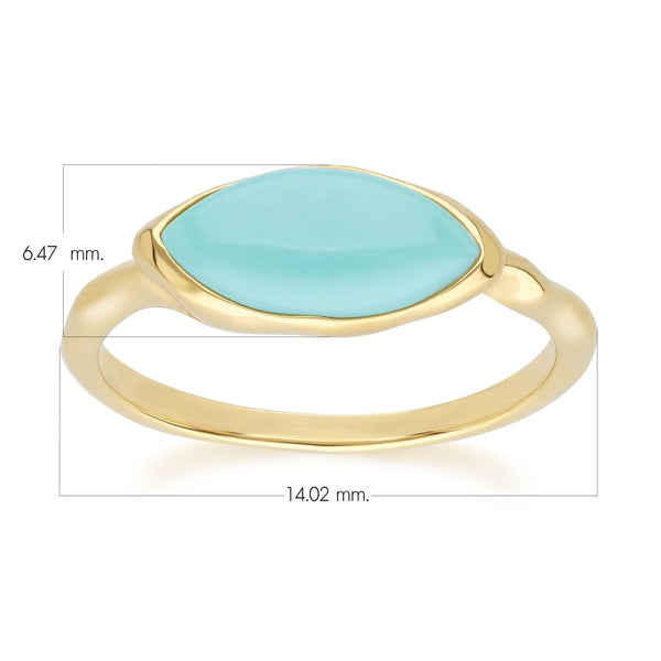 Gemondo Irregular Marquise Turquoise Ring In 18ct Gold Plated SterlIng Silver