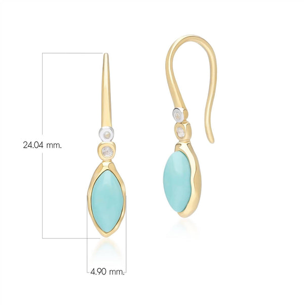 Gemondo Irregular Marquise Turquoise & Topaz Drop Earrings In 18ct Gold Plated SterlIng Silver