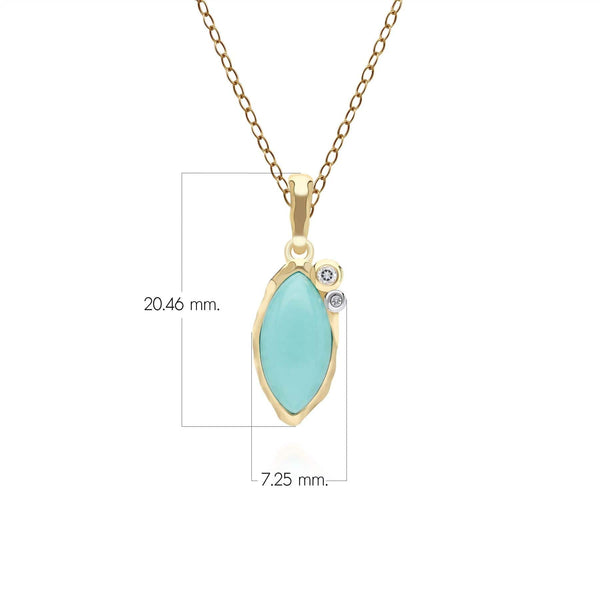 Gemondo Irregular Marquise Turquoise & Topaz Pendant In 18ct Gold Plated SterlIng Silver