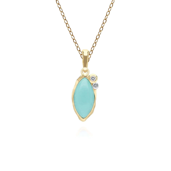gemondo Irregular Marquise Turquoise & Topaz Pendant In 18ct Gold Plated SterlIng Silver
