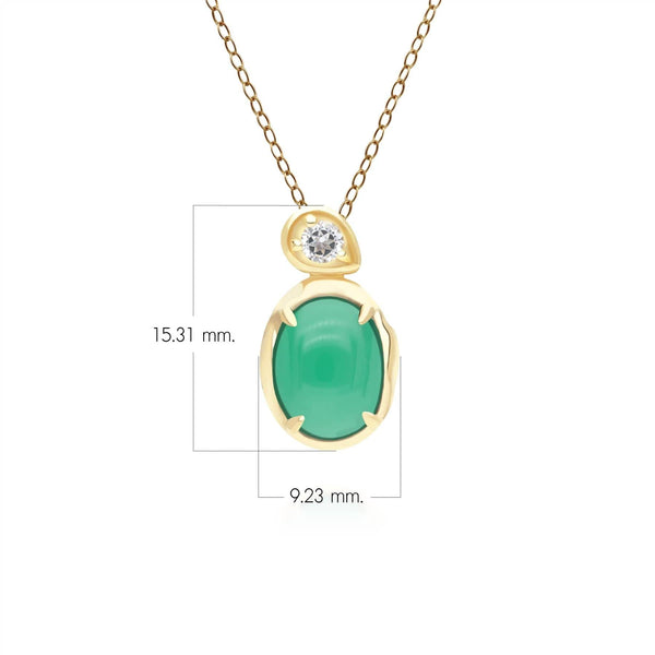 Gemondo Irregular Oval Dyed Green Chalcedony & Topaz Pendant In 18ct Gold Plated SterlIng Silver