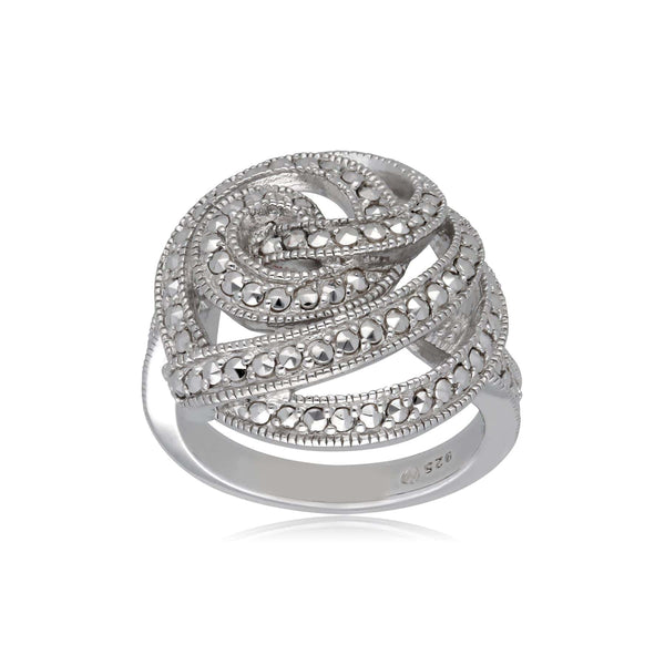 Gemondo Marcasite Statement Spiral Cocktail Ring In Sterling Silver