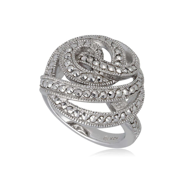 gemondo Marcasite Statement Spiral Cocktail Ring in Sterling Silver