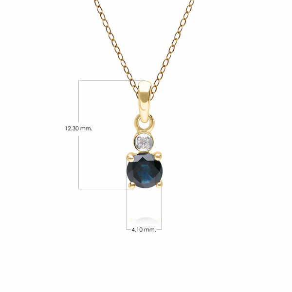 Gemondo Micro Statement Round Sapphire & Diamond Pendant In 9ct Yellow Gold