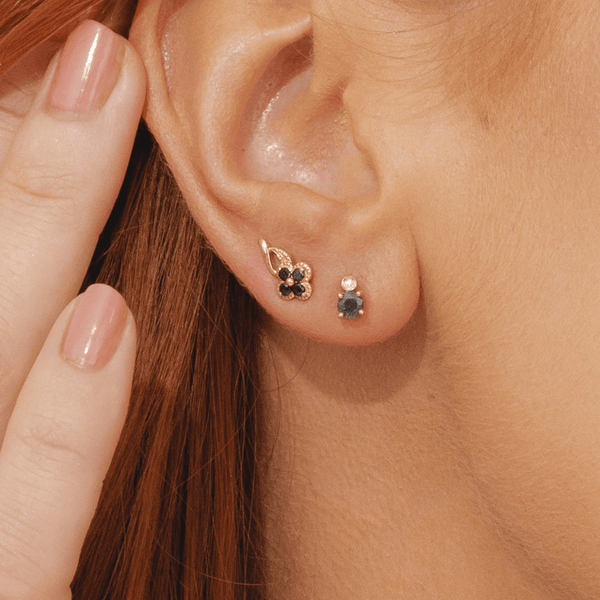 Gemondo Micro Statement Round Sapphire & Diamond Stud Earrings In 9ct Yellow Gold