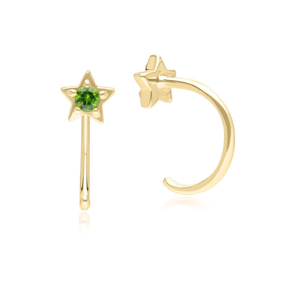Gemondo Modern Classic Chrome Diopside Pull Through Hoop Earrings In 9ct Yellow Gold