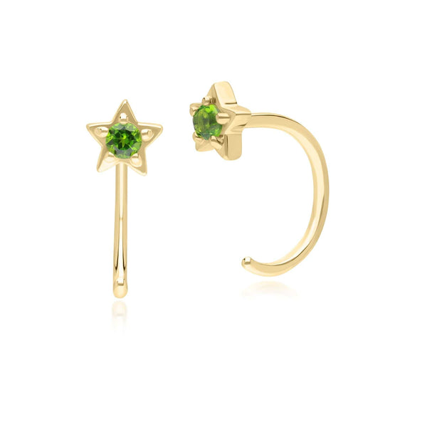 gemondo Modern Classic Chrome Diopside Pull Through Hoop Earrings in 9ct Yellow Gold