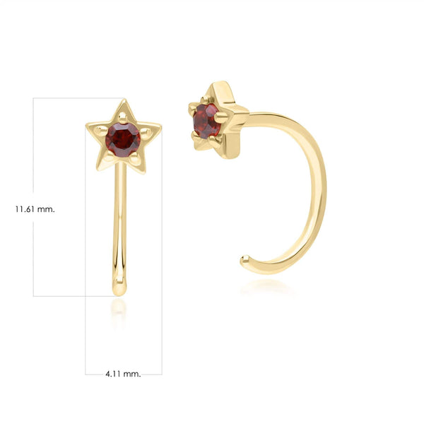 Gemondo Modern Classic Garnet Pull Through Hoop Earrings In 9ct Yellow Gold