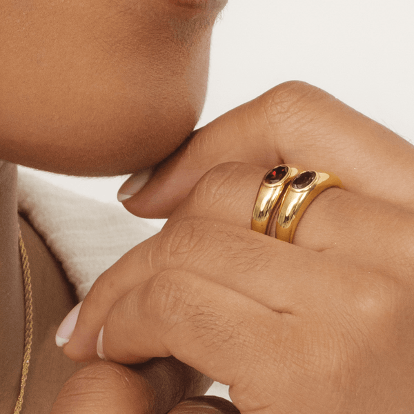 Gemondo Modern Classic Oval Amethyst Ring In 18ct Gold Plated Silver