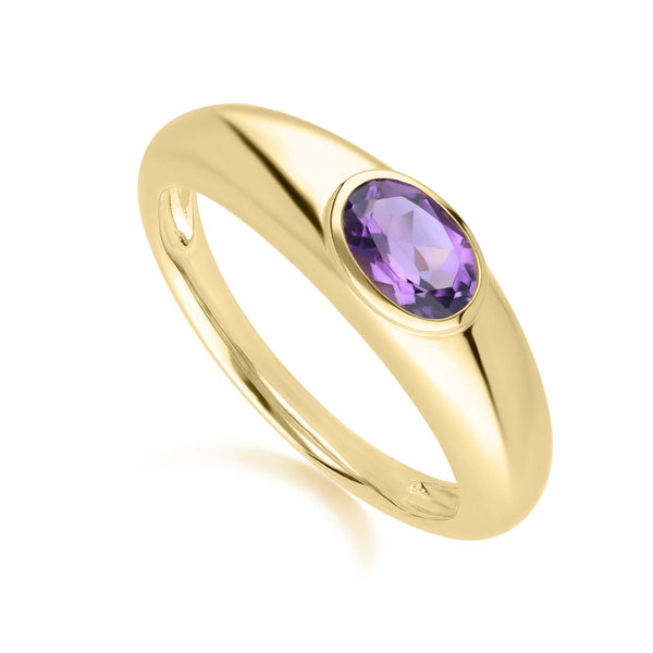 Gemondo Modern Classic Oval Amethyst Ring In 18ct Gold Plated Silver