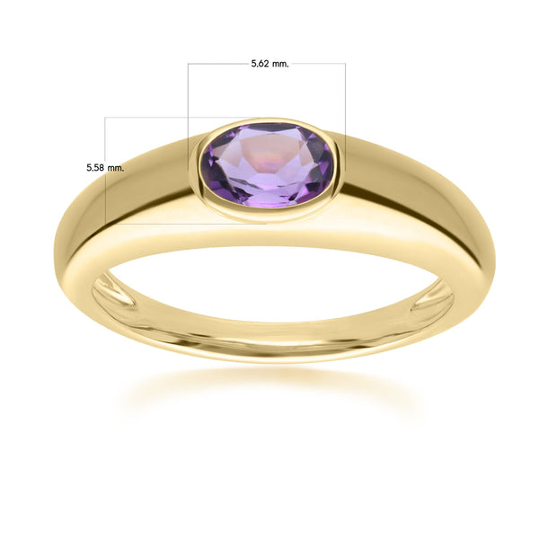 Gemondo Modern Classic Oval Amethyst Ring In 18ct Gold Plated Silver