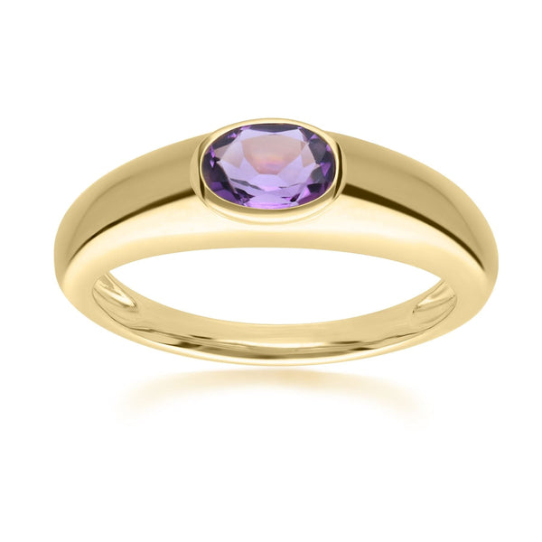 gemondo Modern Classic Oval Amethyst Ring in 18ct Gold Plated Silver