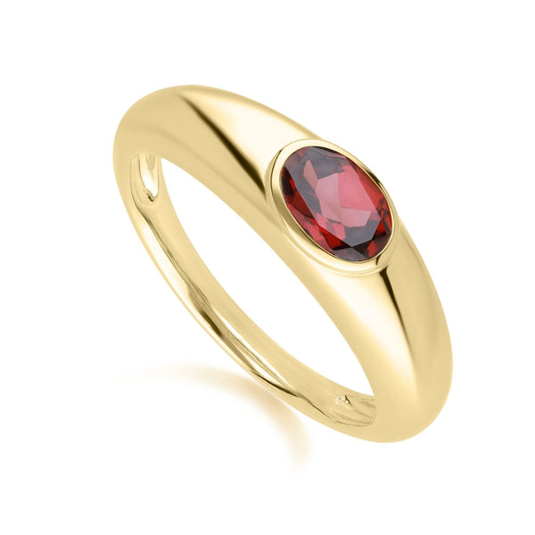Gemondo Modern Classic Oval Garnet Ring In 18ct Gold Plated Silver
