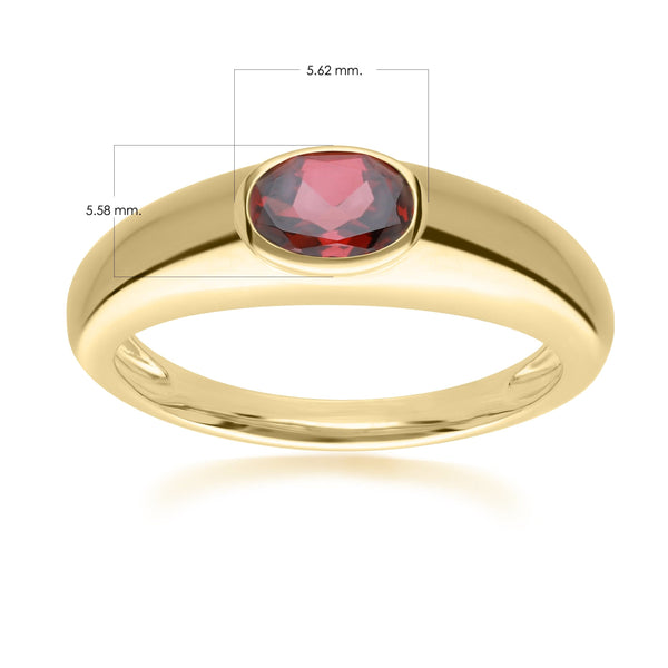Gemondo Modern Classic Oval Garnet Ring In 18ct Gold Plated Silver