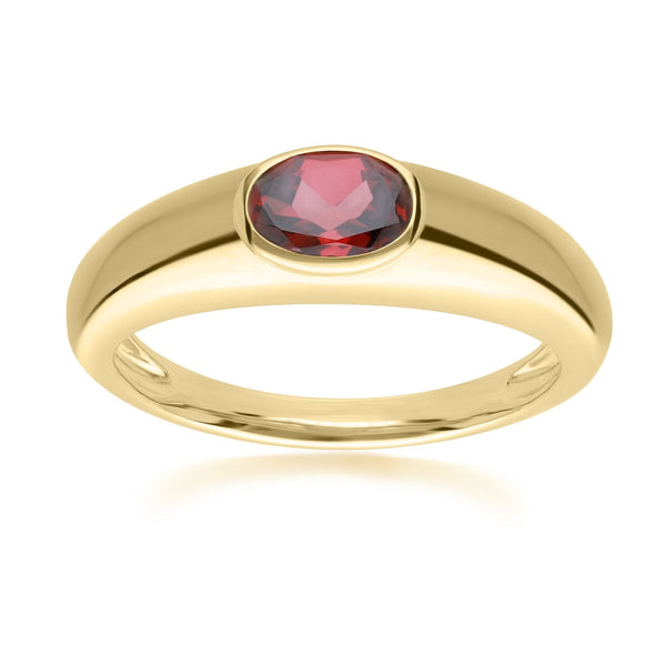 gemondo Modern Classic Oval Garnet Ring in 18ct Gold Plated Silver