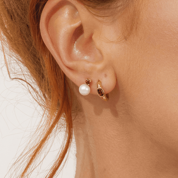 Gemondo Modern Classic Oval Garnet Stud Earrings In 18ct Gold Plated Silver