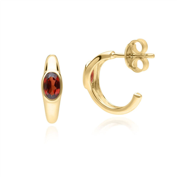 Gemondo Modern Classic Oval Garnet Stud Earrings In 18ct Gold Plated Silver