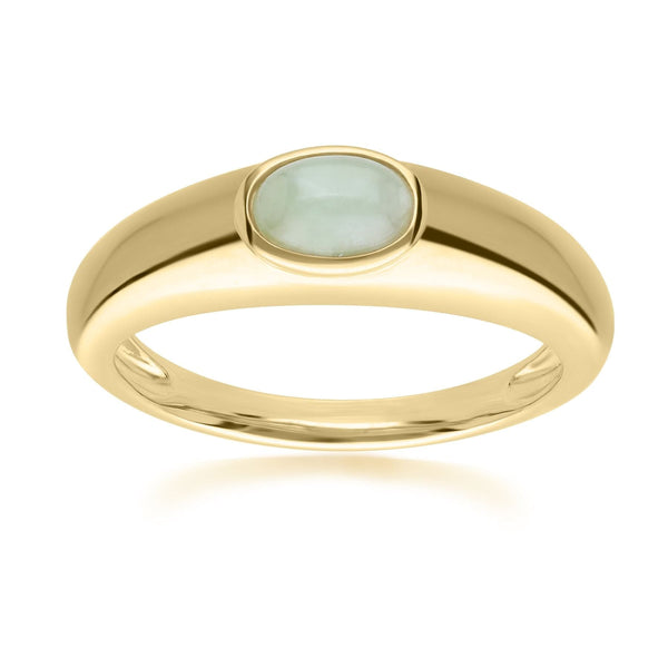 gemondo Modern Classic Oval Jade Green Ring in 18ct Gold Plated Silver