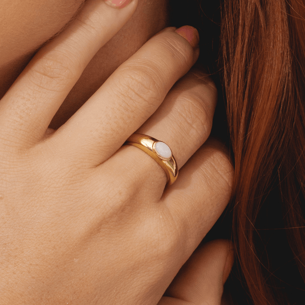 Gemondo Modern Classic Oval Opal Ring In 18ct Gold Plated Silver