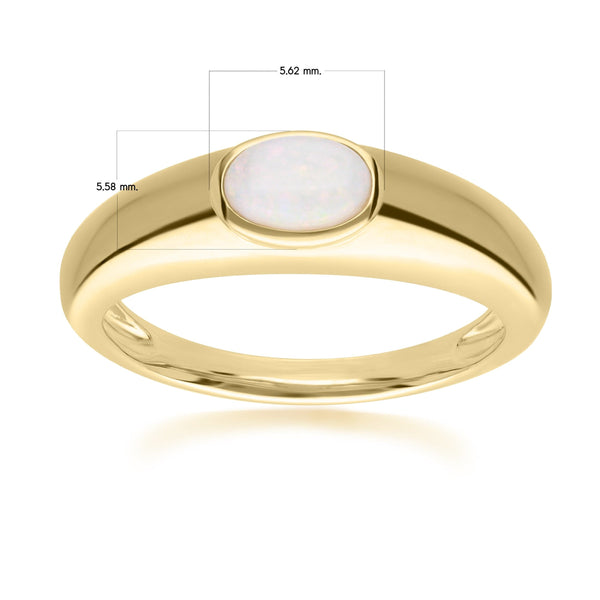 Gemondo Modern Classic Oval Opal Ring In 18ct Gold Plated Silver