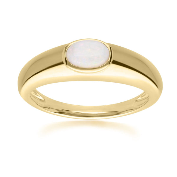gemondo Modern Classic Oval Opal Ring in 18ct Gold Plated Silver