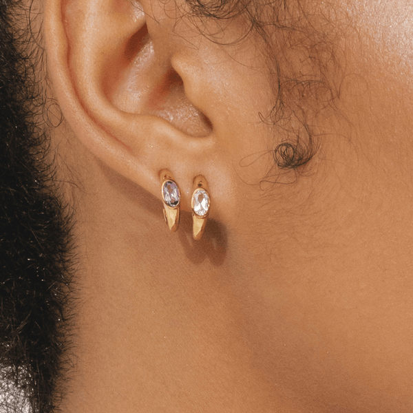 Gemondo Modern Classic Oval White Topaz Stud Earrings In 18ct Gold Plated Silver