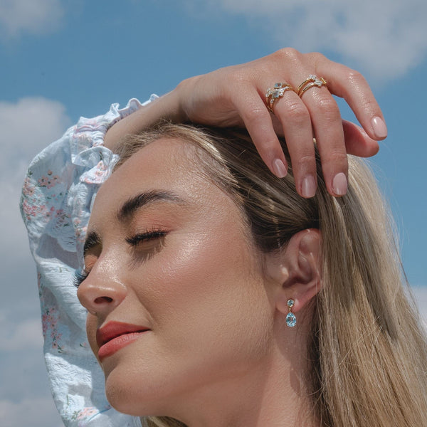 Gemondo Modern Glam Blue Topaz & Diamond Ring In 9ct Yellow Gold