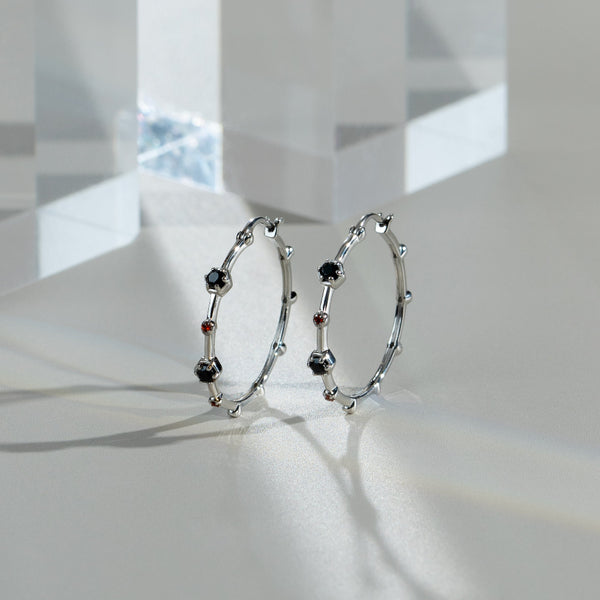 Gemondo Modern Glam Spinel & Garnet Hoop Earrings In Sterling Silver