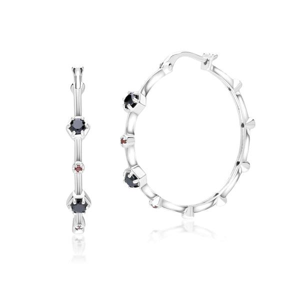 gemondo Modern Glam Spinel & Garnet Hoop Earrings In Sterling Silver
