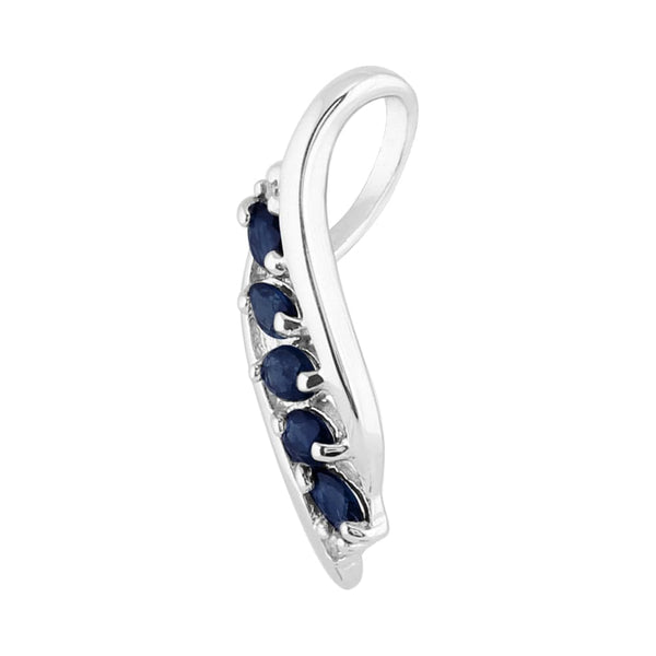Gemondo Modern Oval Sapphire & Diamond Leaf Pendant In 925 Sterling Silver